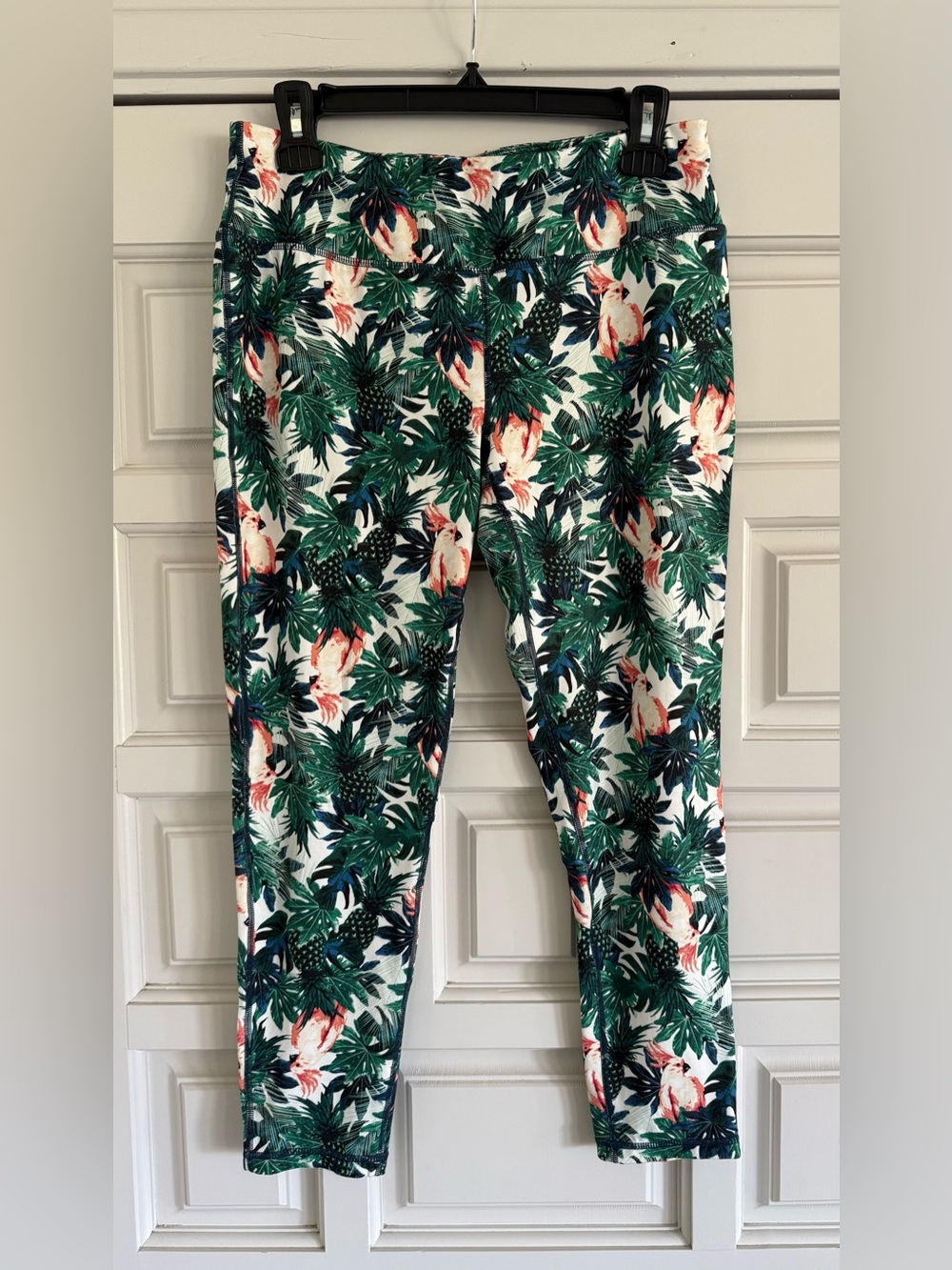 NWT Sweaty Betty Contour 7/8 Workout Leggings Tropical Leaf Green Print Sz Large